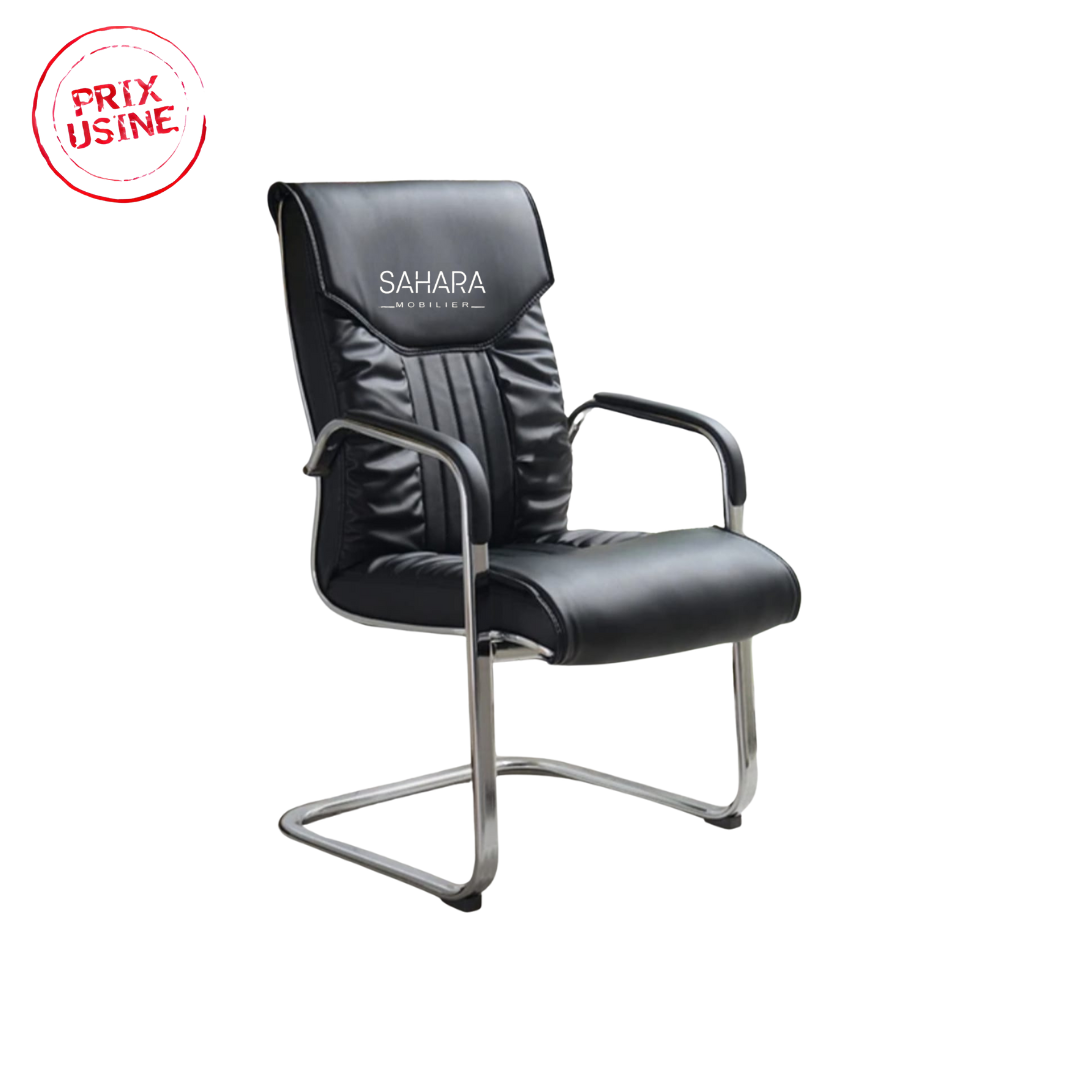 Fauteuil Visiteur en simili cuir avec piètement en luge